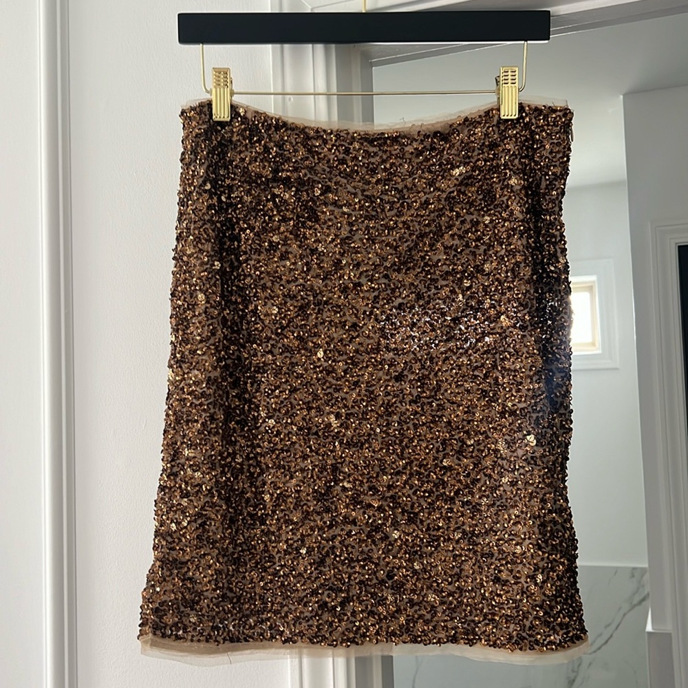 Massimo Dutti sequence bronze gold skirt mini size M